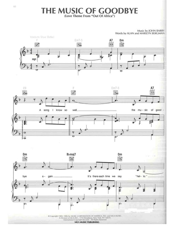 Partitura da música The Music Of Goodbye