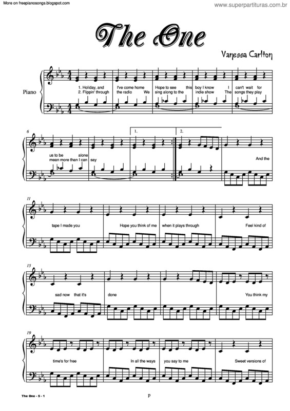 Partitura da música The One v.3