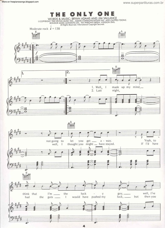 Partitura da música The Only One v.5