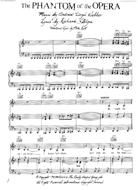 Partitura da música The Phantom Of The Opera v.5