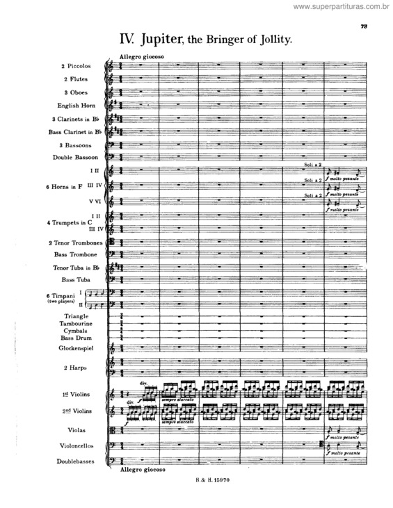 Partitura da música The Planets