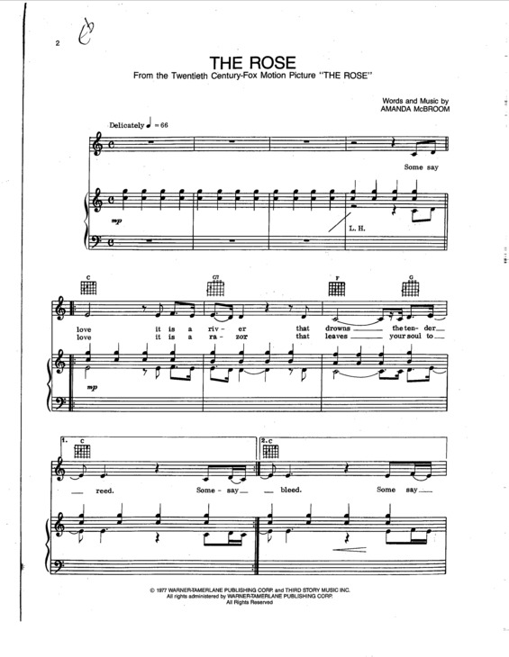 Partitura da música The Rose v.2