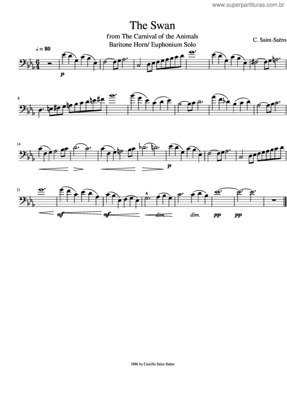 Partitura da música The Swan For Euphonium And Baritone Horn