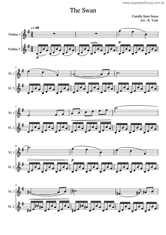 Partitura da música The Swan v.11