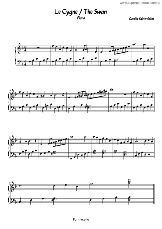 Partitura da música The Swan