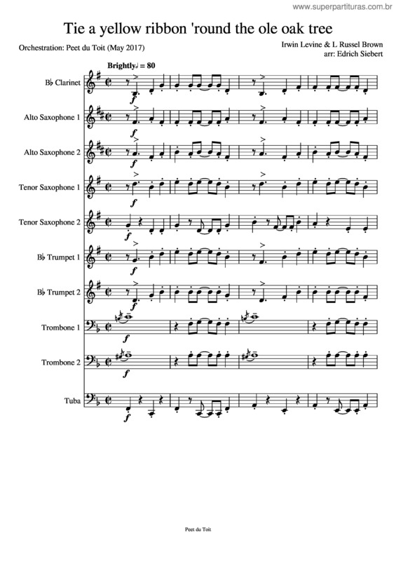 Partitura da música Tie A Yellow Ribbon `Round The Ole Oak Tree