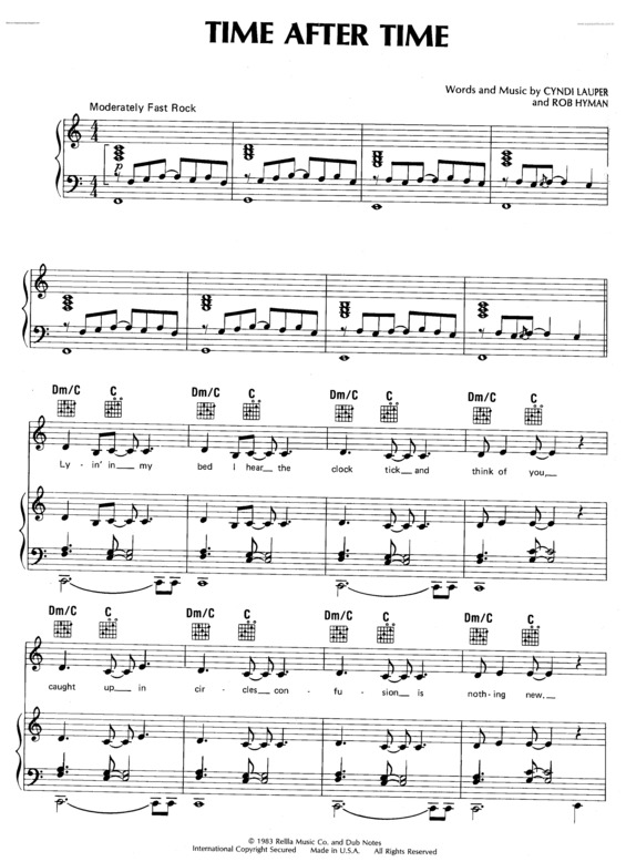 Partitura da música Time After Time v.13