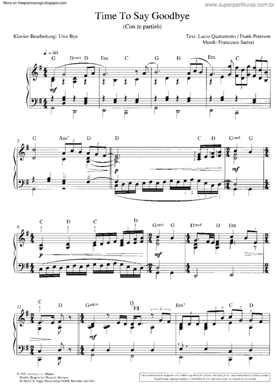 Partitura da música Time To Say Goodbye v.4