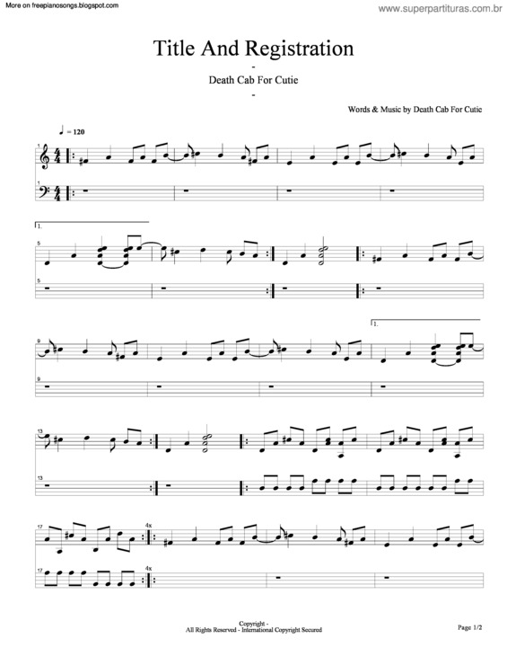 Partitura da música Title And Registration