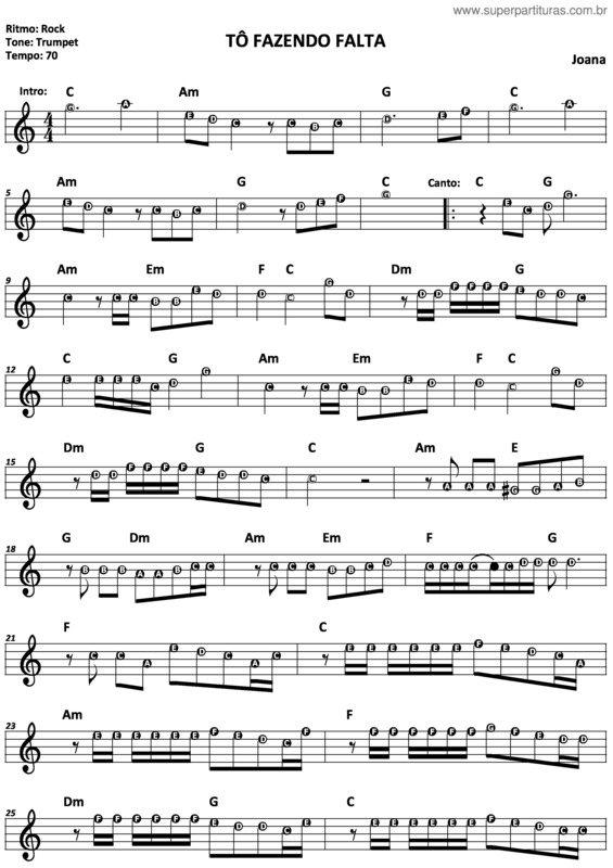 Partitura da música Tô Fazendo Falta