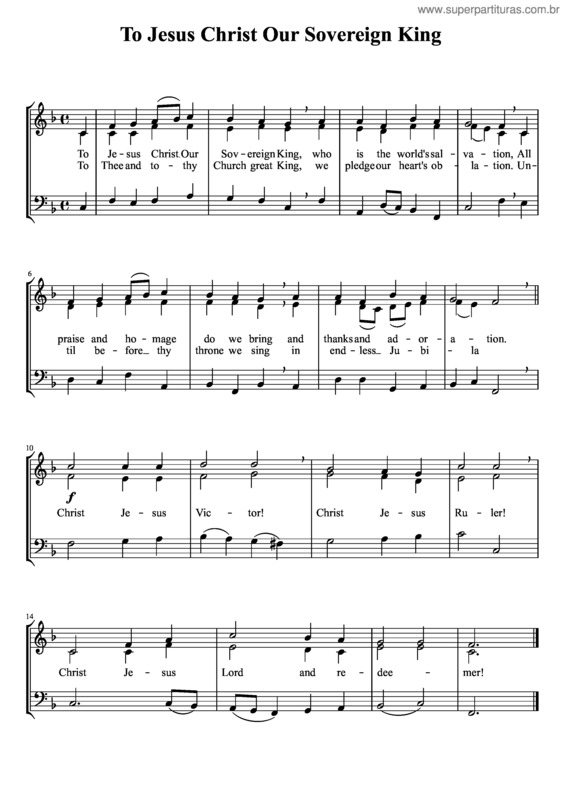 Partitura da música To Jesus Christ Our Sovereign King