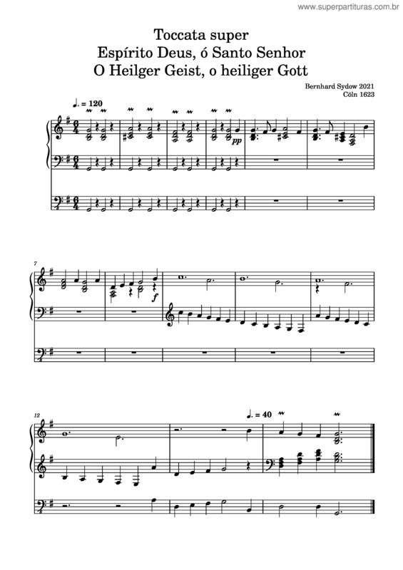 Partitura da música Toccata Super Espírito Deus O Santo Senhor