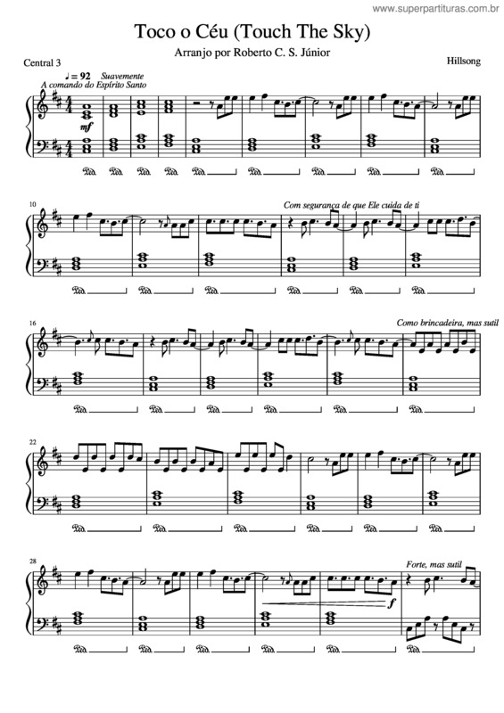 Partitura da música Toco O Céu