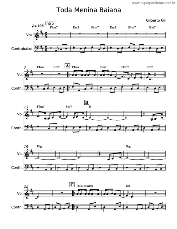 Partitura da música Toda Menina Baiana v.4