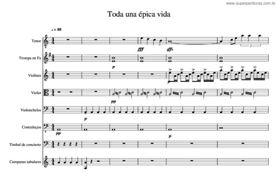 Partitura da música Toda Una Épica Vida