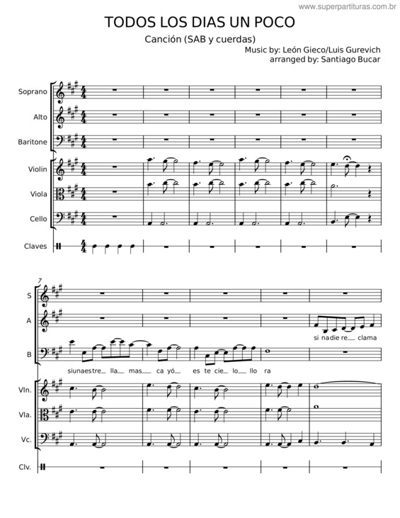 Partitura da música Todos Los Dias Un Poco v.5