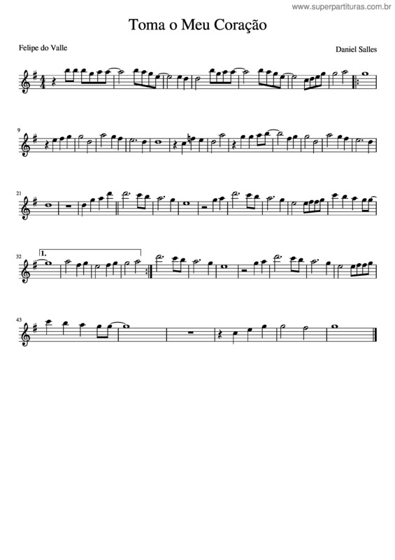 Partitura da música Toma O Meu Coração Flauta 1