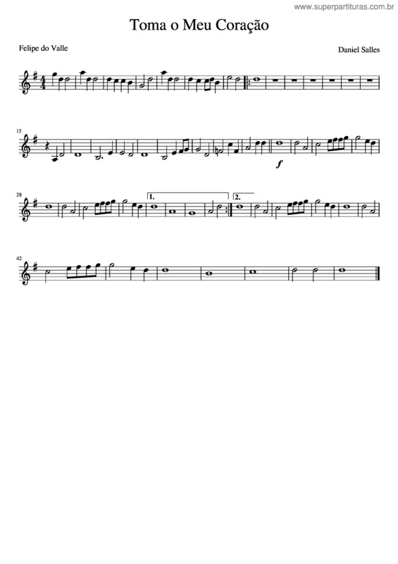 Partitura da música Toma O Meu Coração Violino 2