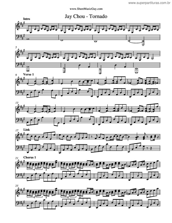 Partitura da música Tornado