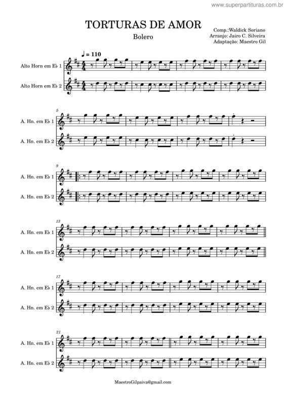 Partitura da música Torturas De Amor