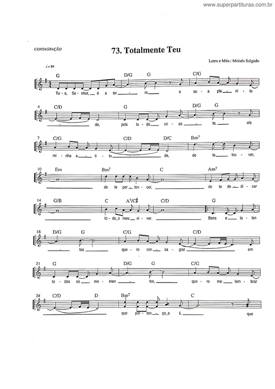 Partitura da música Totalmente Teu