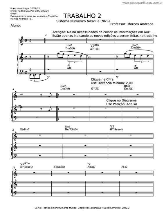 Partitura da música Trabalho 2