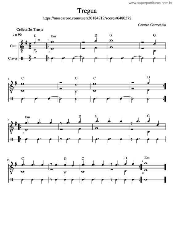 Partitura da música Tregua