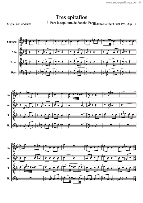 Partitura da música Tres Epitafios 3. Para La Sepultura De Sancho Panza