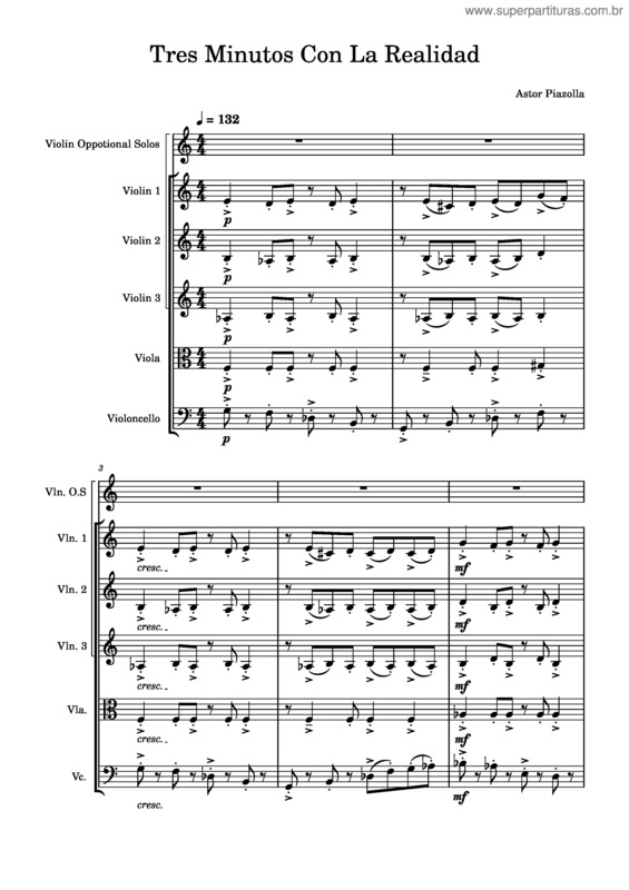 Partitura da música Tres Minutos Con La Realidad