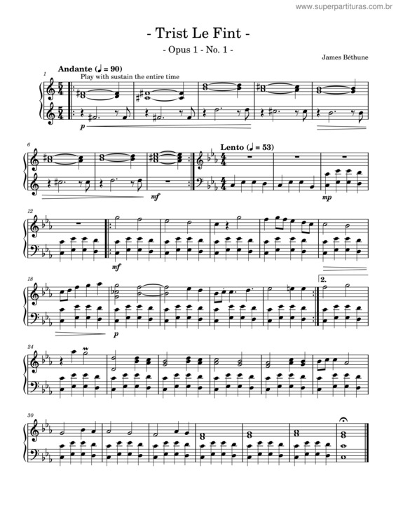 Partitura da música Trist Le Fint