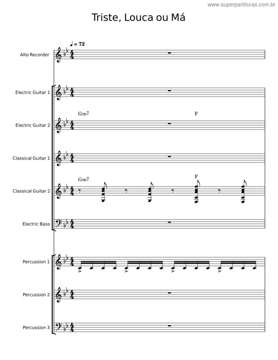 Partitura da música Triste, Louca Ou Má v.2