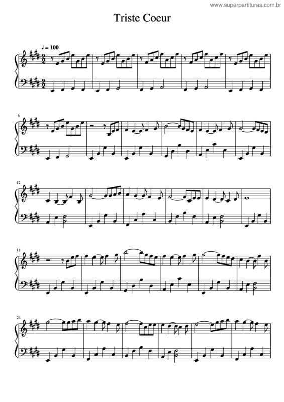 Partitura da música Triste Coeur v.5