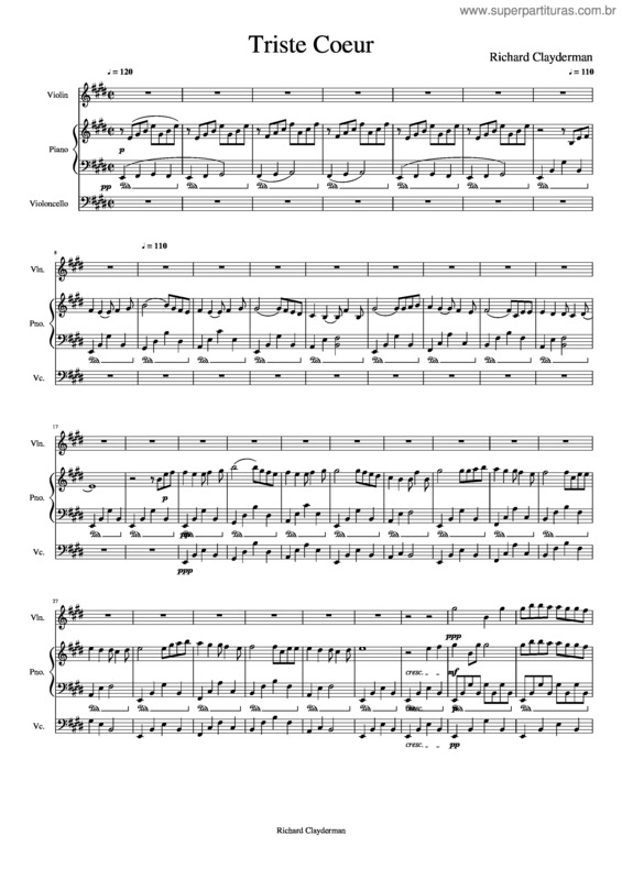 Partitura da música Triste Coeur v.6