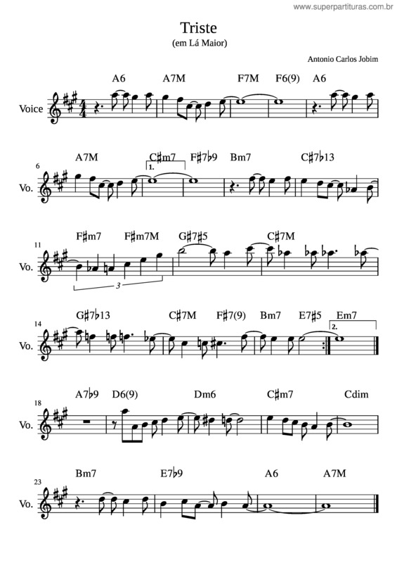 Partitura da música Triste Em L Maior