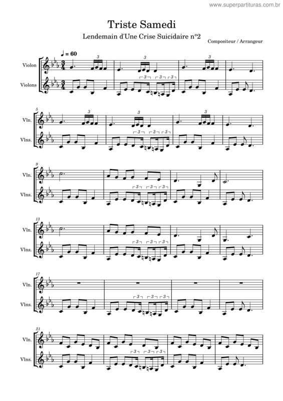 Partitura da música Triste Samedi