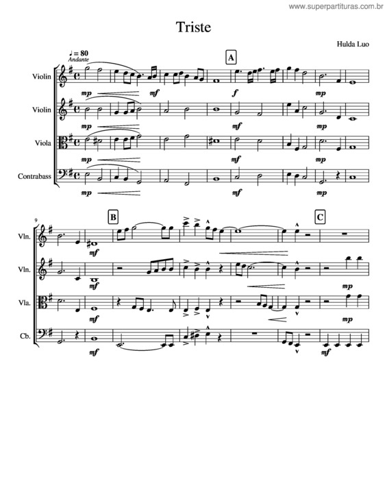 Partitura da música Triste v.21