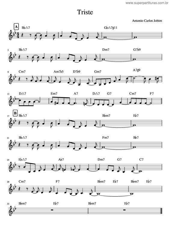 Partitura da música Triste v.22