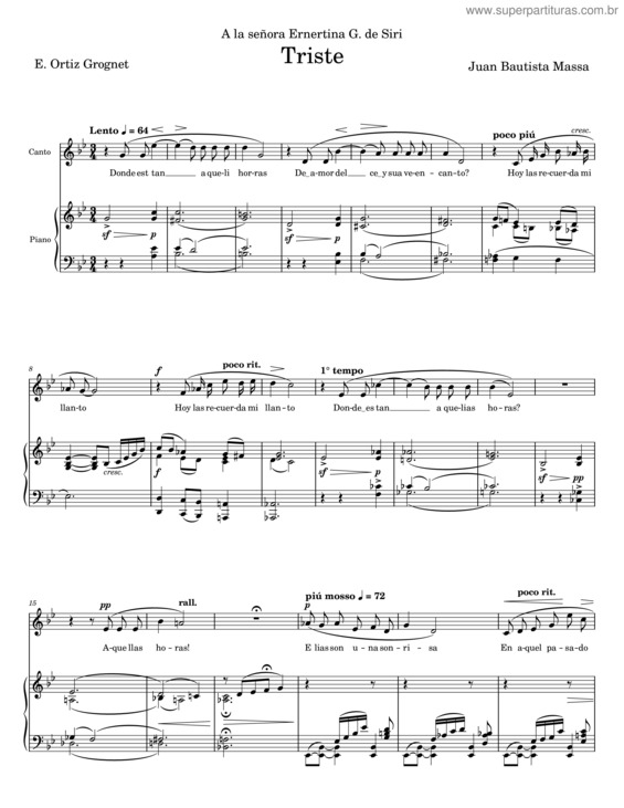 Partitura da música Triste v.35