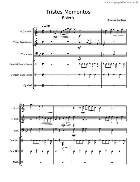 Partitura da música Tristes Momentos