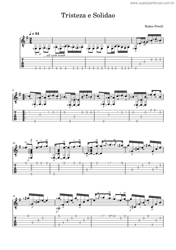 Partitura da música Tristeza E Solidao