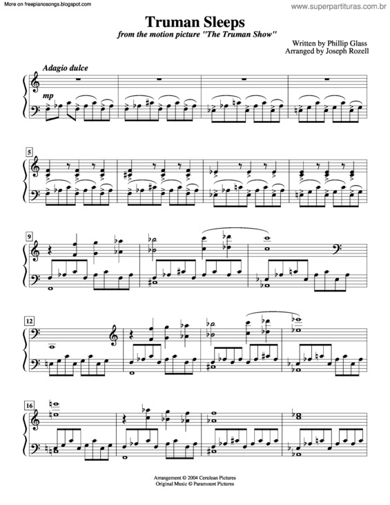 Partitura da música Truman Sleeps (The Truman Show) 2