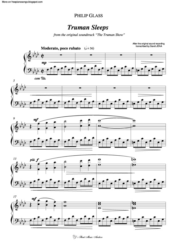 Partitura da música Truman Sleeps (The Truman Show)