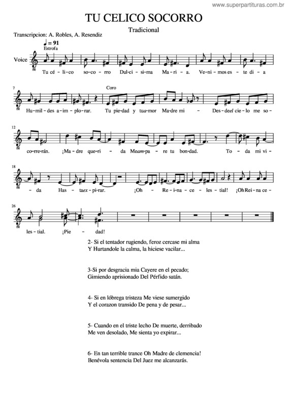 Partitura da música Tu Celico Socorro