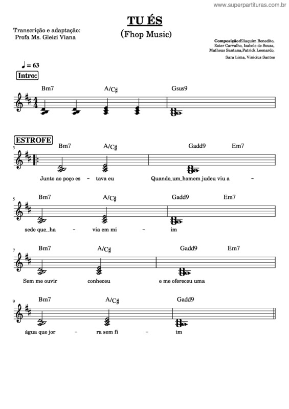 Partitura da música Tu És + Águas Purificadoras v.2