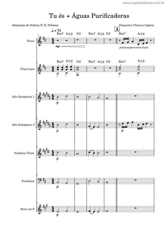 Partitura da música Tu És + Águas Purificadoras Versão Final