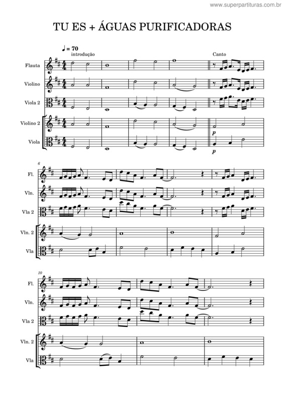 Partitura da música Tu És + Águas Purificadoras