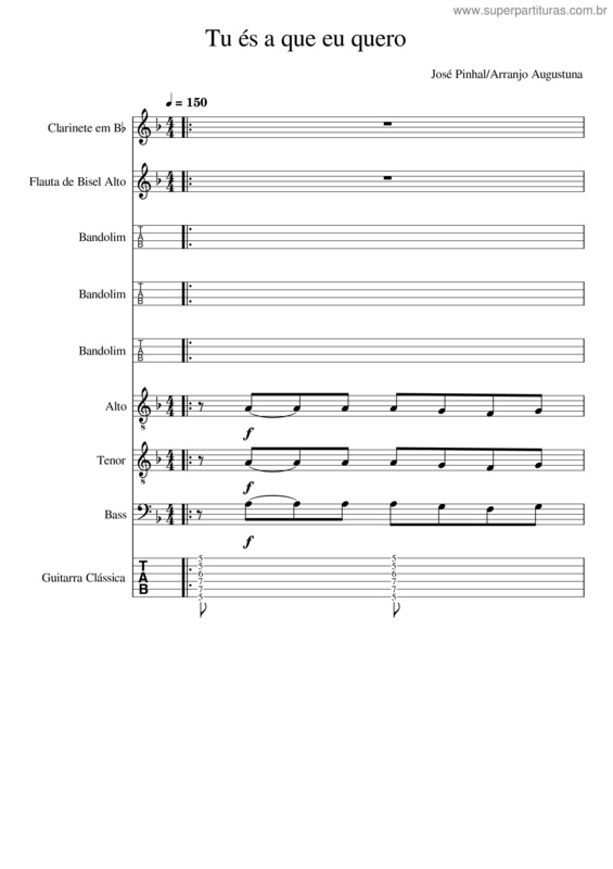 Partitura da música Tu És A Que Eu Quero