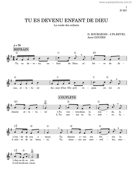 Partitura da música Tu Es Devenu Enfant De Dieu