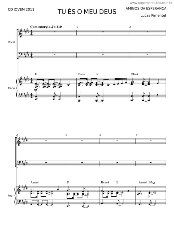 Partitura da música Tu És O Meu Deus v.2