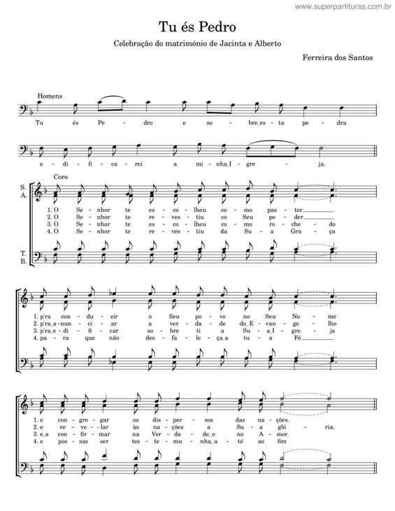 Partitura da música Tu És Pedro v.2